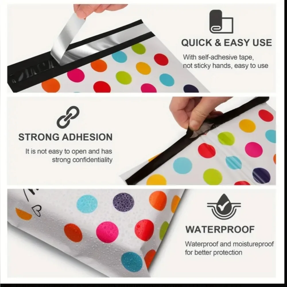Ten Colorful Polka Dot Thank You 10x13 Poly Mailer